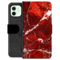 iPhone 12 Premium Lommebok-deksel - Rød Marmor