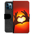iPhone 12 Pro Premium Lommebok-deksel - Hjertesilhuett