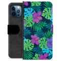 iPhone 12 Pro Premium Lommebok-deksel - Tropiske Blomster