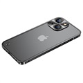 iPhone 13 Metall Bumper med Herdet Glass Bakbeskytter - Svart