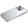 iPhone 13 Metall Bumper med Herdet Glass Bakbeskytter - Sølv