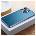 iPhone 13 Mini Metall Bumper med Herdet Glass Bakbeskytter - Blå