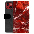 iPhone 13 Mini Premium Lommebok-deksel - Rød Marmor