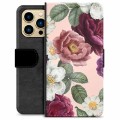 iPhone 13 Pro Max Premium Lommebok-deksel - Romantiske Blomster