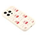 iPhone 13 Pro Max Stilig støtsikkert TPU-deksel med forhøyede kanter - Hvit / Sløyfebundne kirsebær
