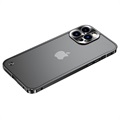 iPhone 13 Pro Metall Bumper med Herdet Glass Bakbeskytter - Svart
