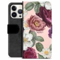 iPhone 13 Pro Premium Lommebok-deksel - Romantiske Blomster