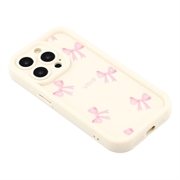 iPhone 13 Pro Stilig støtsikkert TPU-deksel med forhøyede kanter - Hvit / sløyfe