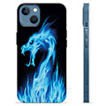iPhone 13 TPU-deksel - Blå Flamme Drage