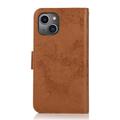 iPhone 13 Vintage 2-i-1 lommeboketui med avtakbart deksel - brun