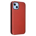 iPhone 14 Plus Flip-deksel - Karbonfiber - Brun