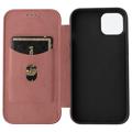 iPhone 14 Plus Flip-deksel - Karbonfiber - Brun