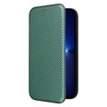 iPhone 14 Plus Flip-deksel - Karbonfiber - Grønn