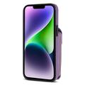 iPhone 14 Plus Alt-i-ett-deksel med lommebok og stropp - Lilla
