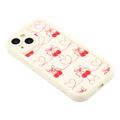 iPhone 14 Plus Stilig støtsikkert TPU-deksel med forhøyede kanter - Hvit / Sløyfebundne kirsebær
