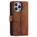 iPhone 14 Pro-cover med lommebok og magnetisk lås - brun