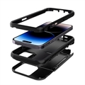 iPhone 14 Pro Hybrid-deksel med Speil og Kortholder - Svart