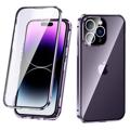 iPhone 14 Pro Magnetic Deksel med Herdet Glass - Lilla