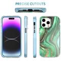 iPhone 14 Pro Max Ahastyle WE13 Hybriddeksel med 360 Beskyttelse - grønn marmor
