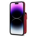 iPhone 14 Pro Max alt-i-ett-deksel med lommebok og stropp - rød