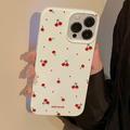 iPhone 14 Pro TPU-deksel med kirsebærmønster - Hvit