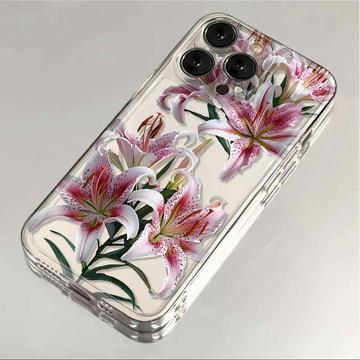 iPhone 14 Pro Max TPU-deksel med blomstermønster - Rosa lilje
