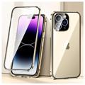 iPhone 14 Pro Max Magnetisk Deksel med Herdet Glass - Gull