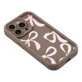 iPhone 14 Pro Max Stilig støtsikkert TPU-deksel med forhøyede kanter - Brun / stor sløyfe