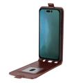 iPhone 14 Pro Max Vertikalt Flip-Deksel med Kortlomme - Brun