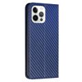 iPhone 14 Pro Max Lommebok-deksel - Karbonfiber - Blå