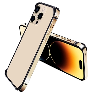 iPhone 14 Pro Metall Bumper med Forhøyede Kanter - Gull