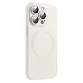 iPhone 14 Pro Silikondeksel med kamerabeskyttelse - MagSafe-kompatibel - Hvit