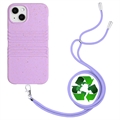 String Series iPhone 14 Biologisk Nedbrytbart Deksel med Stropp - Lilla