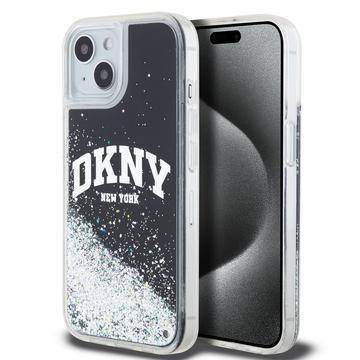 iPhone 15 DKNY Liquid Glitter Arch Logo Deksel - Svart