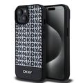 iPhone 15 DKNY Repeat Pattern Bottom Stripe Deksel - MagSafe-kompatibel - Svart