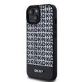 iPhone 15 DKNY Repeat Pattern Bottom Stripe Deksel - MagSafe-kompatibel - Svart