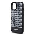 iPhone 15 DKNY Repeat Pattern Bottom Stripe Deksel - MagSafe-kompatibel - Svart