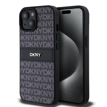 iPhone 15 DKNY Repeat Pattern Tonal Stripe Deksel - svart