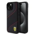 iPhone 15 Ferrari Perforert Slanted Line-deksel - Svart