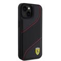 iPhone 15 Ferrari Perforert Slanted Line-deksel - Svart