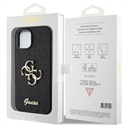 iPhone 15 Guess Fixed Glitter 4G Metal Logo Deksel - Svart