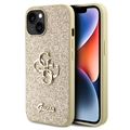 iPhone 15 Guess Fixed Glitter 4G Metal Logo Deksel - Gull