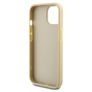 iPhone 15 Guess Fixed Glitter 4G Metal Logo Deksel - Gull