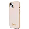 iPhone 15 Guess Iridescent Metal Script Hybrid-deksel - Gull