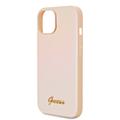 iPhone 15 Guess Iridescent Metal Script Hybrid-deksel - Gull