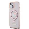iPhone 15 Hello Kitty IML Ringstand Glitter MagSafe-deksel - Rosa