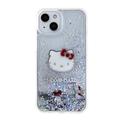 iPhone 15 Hello Kitty Liquid Glitter Charms Deksel - Gjennomsiktig