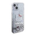 iPhone 15 Hello Kitty Liquid Glitter Charms Deksel - Gjennomsiktig