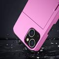 iPhone 15 Hybrid-deksel med Skyvekortholder - Rosa