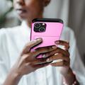 iPhone 15 Hybrid-deksel med Skyvekortholder - Rosa